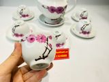  Bộ ấm Chén Men Trắng Hoa Đào Bát Tràng 