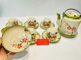  Bộ Ấm Tích Men Tro cổ Bát Tràng cao cấp họa tiết Hoa Đào 