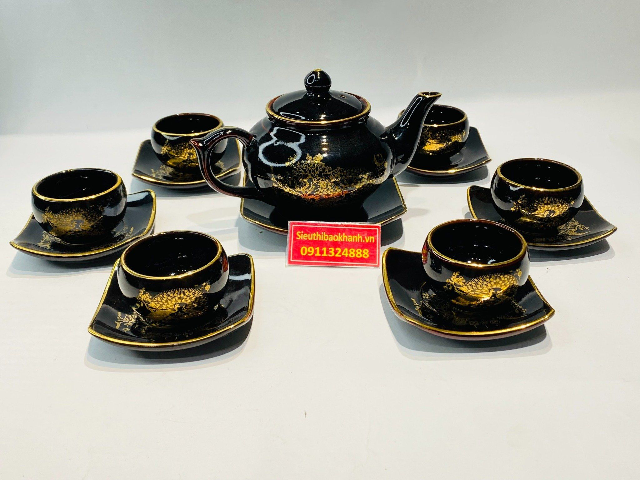  Bộ ấm chén vẽ vàng cao cấp xuất xứ Bát Tràng 