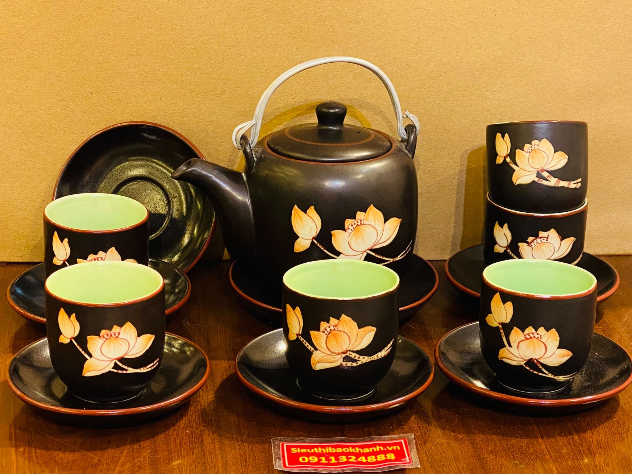  Bộ ấm chén tử sa hoa sen cao cấp 