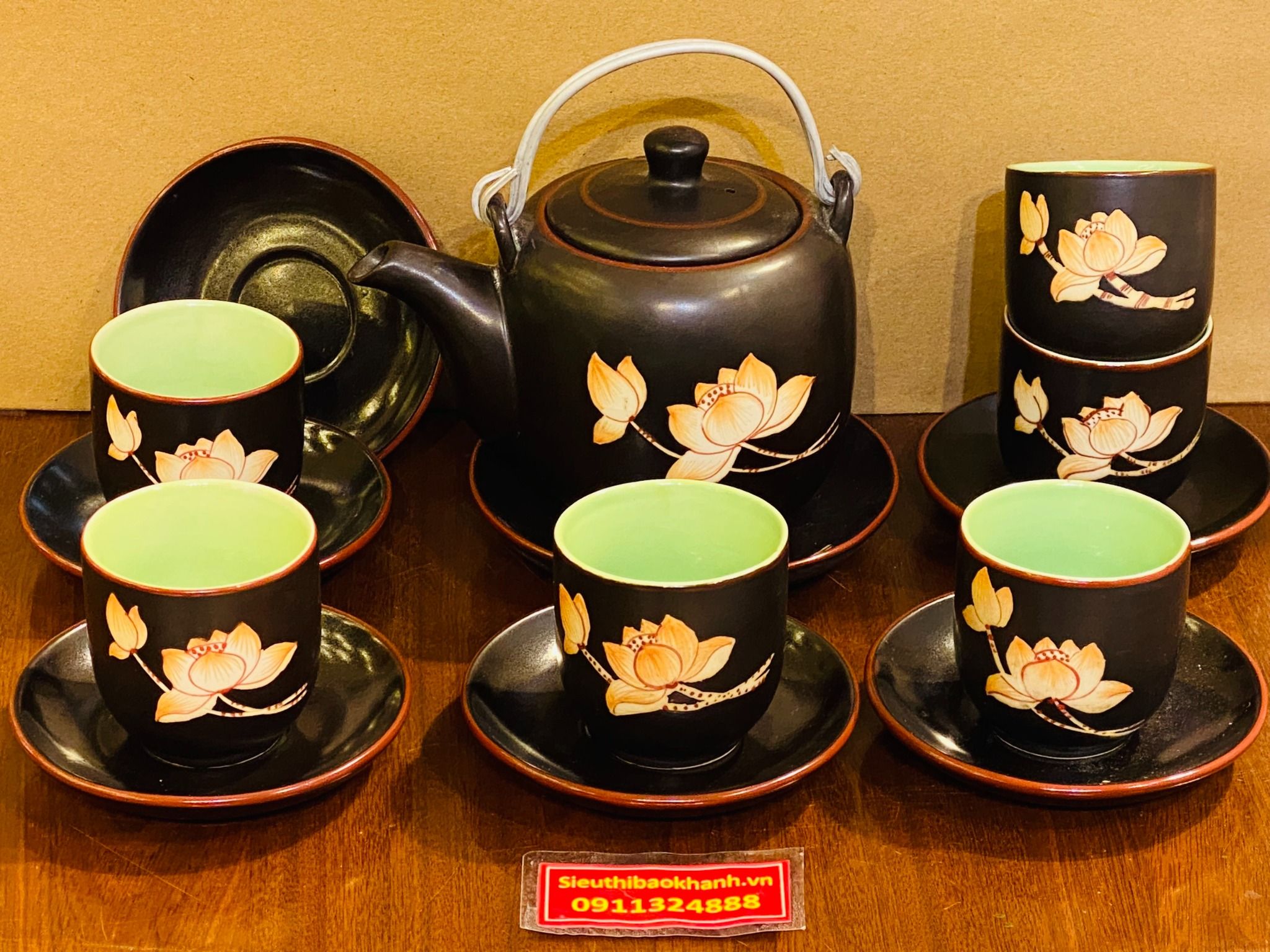  Bộ ấm chén tử sa hoa sen cao cấp 