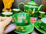 Bộ ấm chén vẽ vàng Kim Kê Đại Cát 