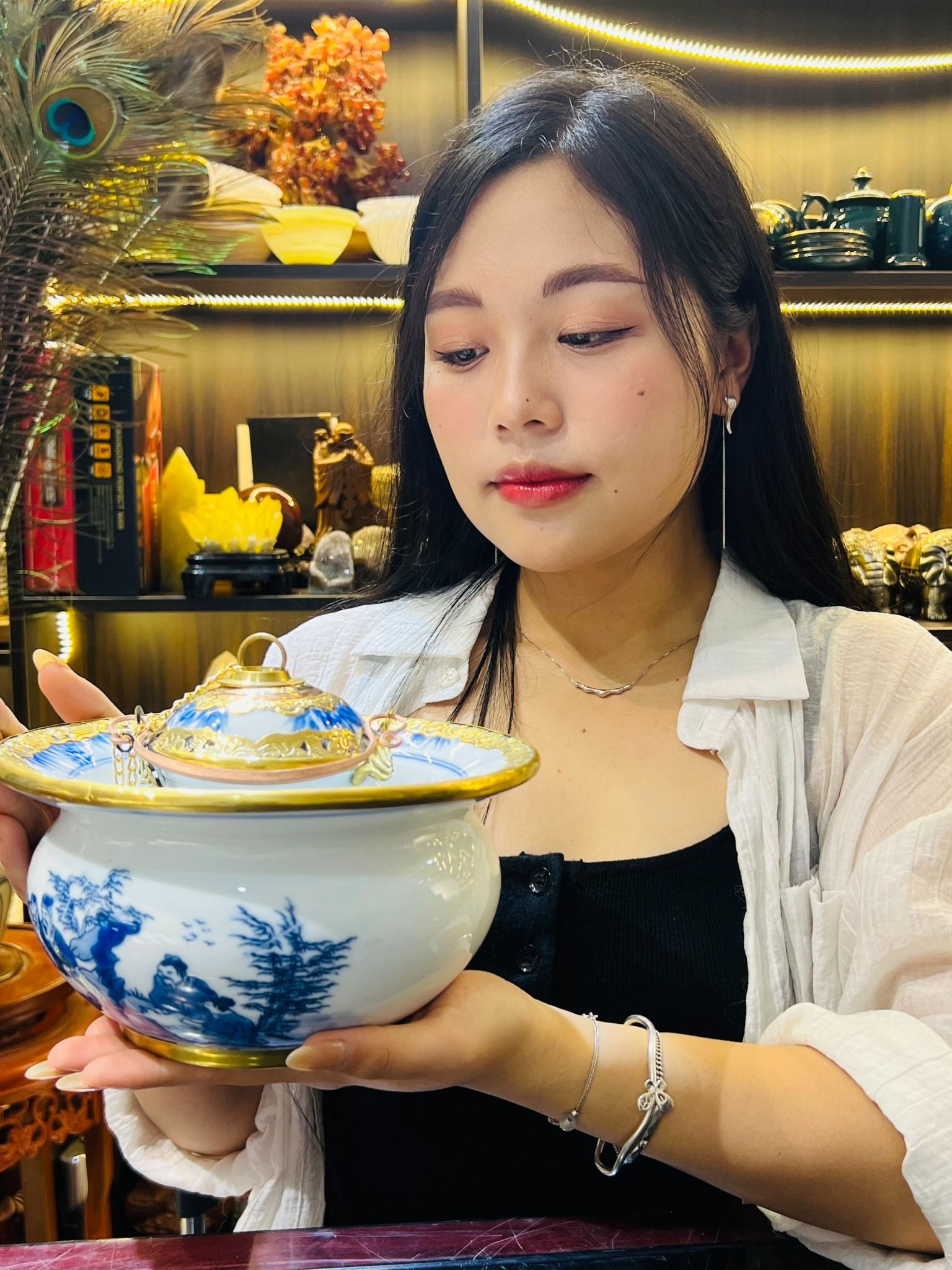  Điếu bát bọc đồng họa tiết Thất Tiên BKCEVN-8028 