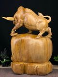  Sự Hòa Quyện Giữa Nghệ Thuật và May Mắn: Điêu Khắc Gỗ Bò Tót Đứng Bao Tiền Tài Lộc 