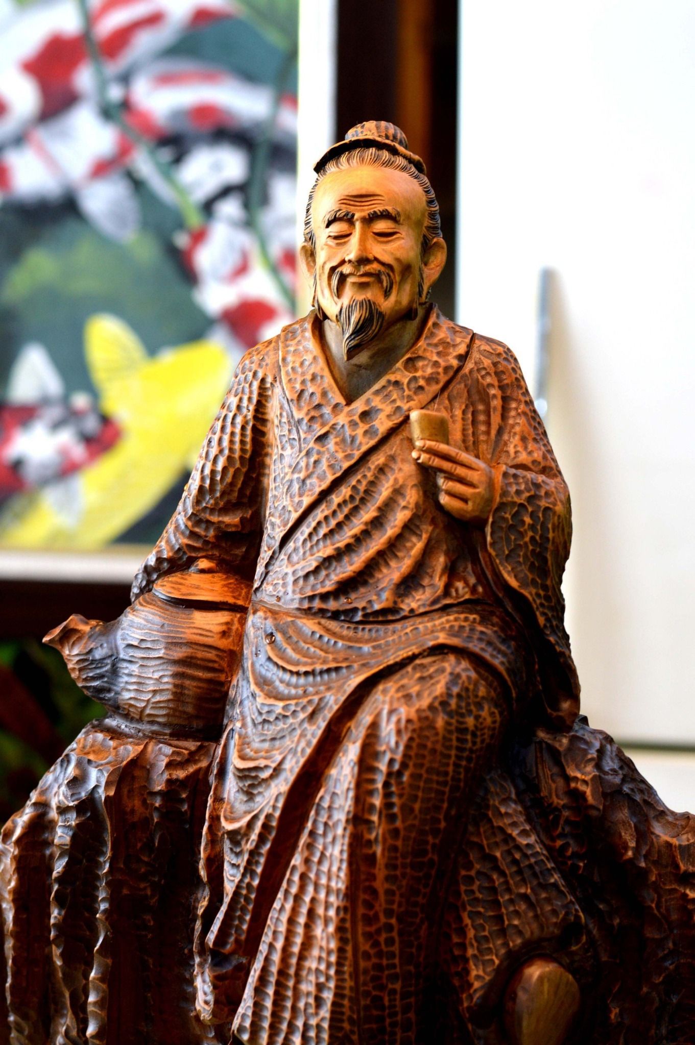 Tượng thần trà ngồi lũa ấm bách xanh 