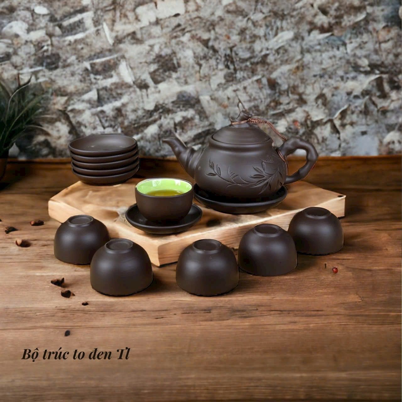  Bộ ấm trà đắp cao cấp Bát Tràng 