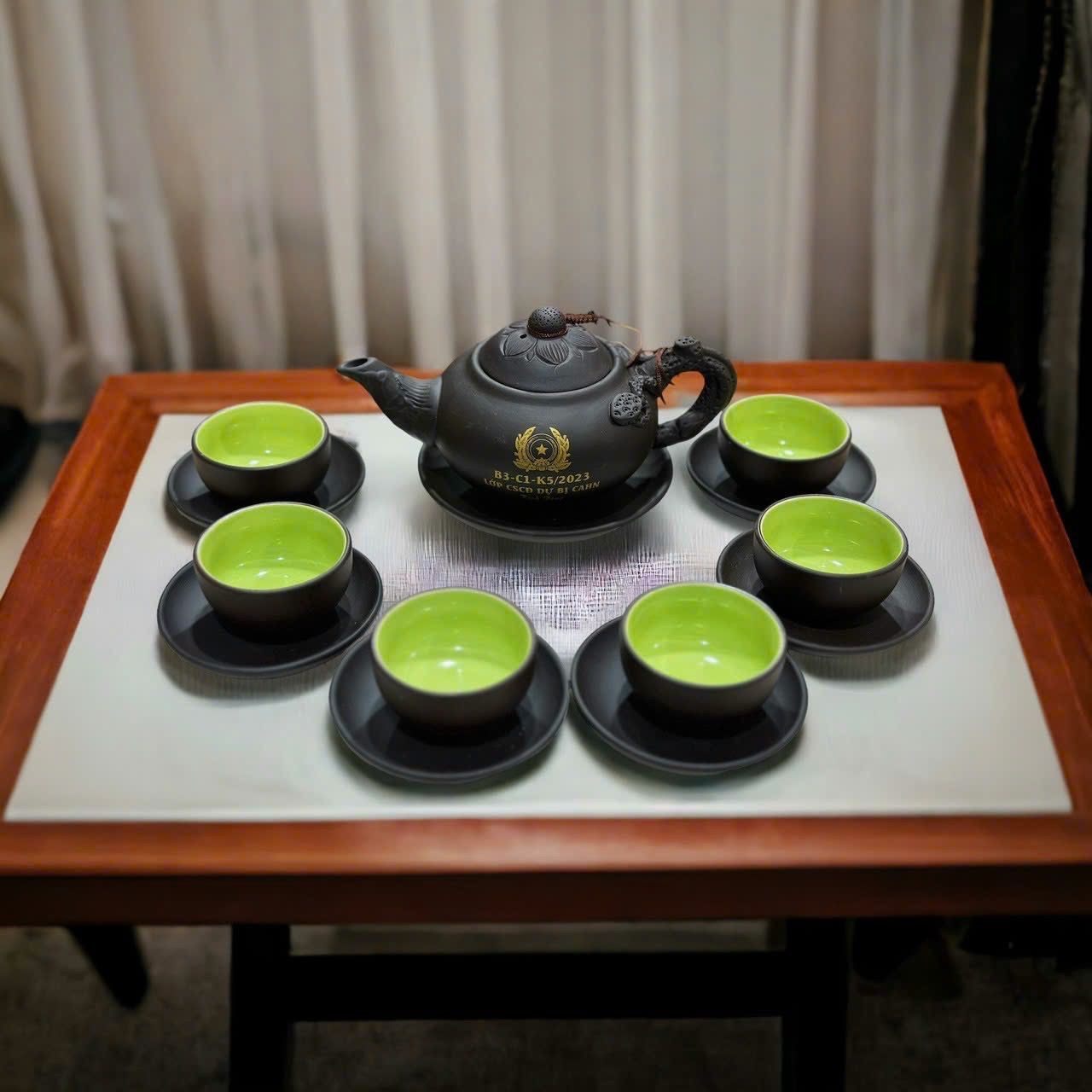  Bộ ấm trà đắp cao cấp Bát Tràng 