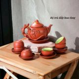  Bộ ấm trà đắp cao cấp Bát Tràng 