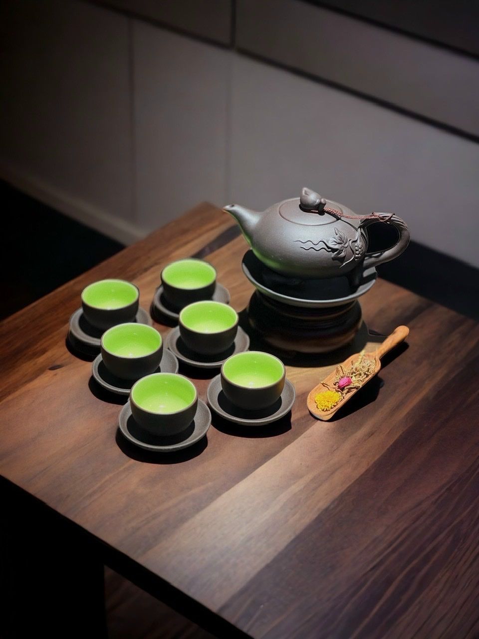  Bộ ấm trà đắp cao cấp Bát Tràng 