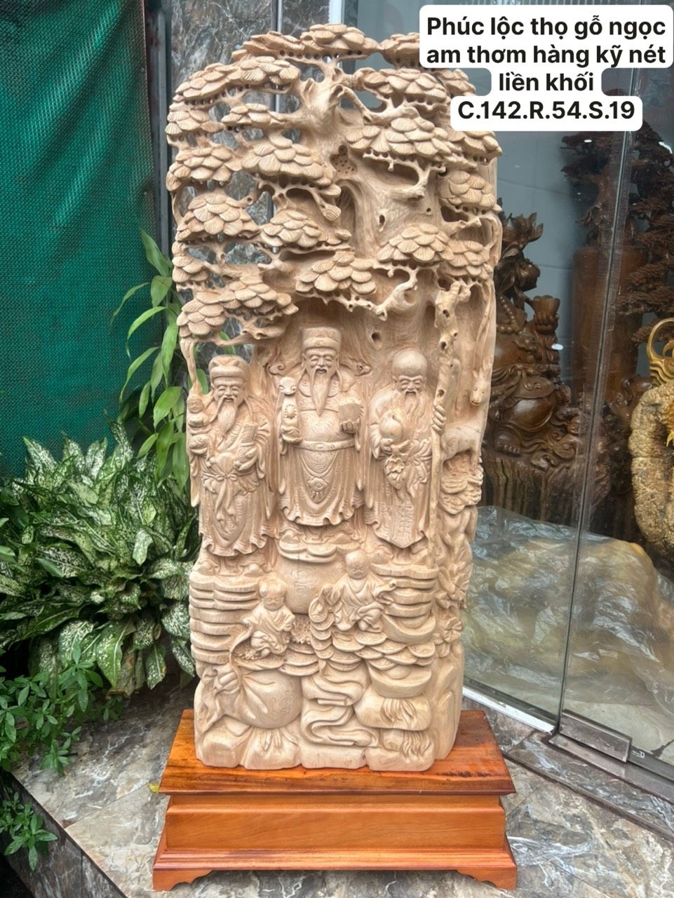  Phúc Lộc Thọ gỗ ngọc am thơm liền khối 