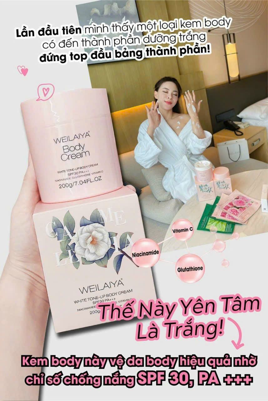  Kem Body Kích Trắng Nâng Tone Bảo Vệ Da Weilaiya | Bí quyết làn da sáng mịn tự nhiên 