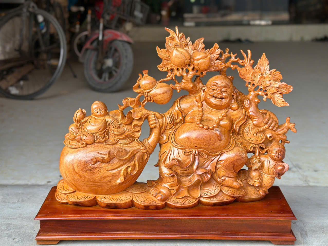  Tượng Di Lặc Kéo Gỗ Cà Te Việt 