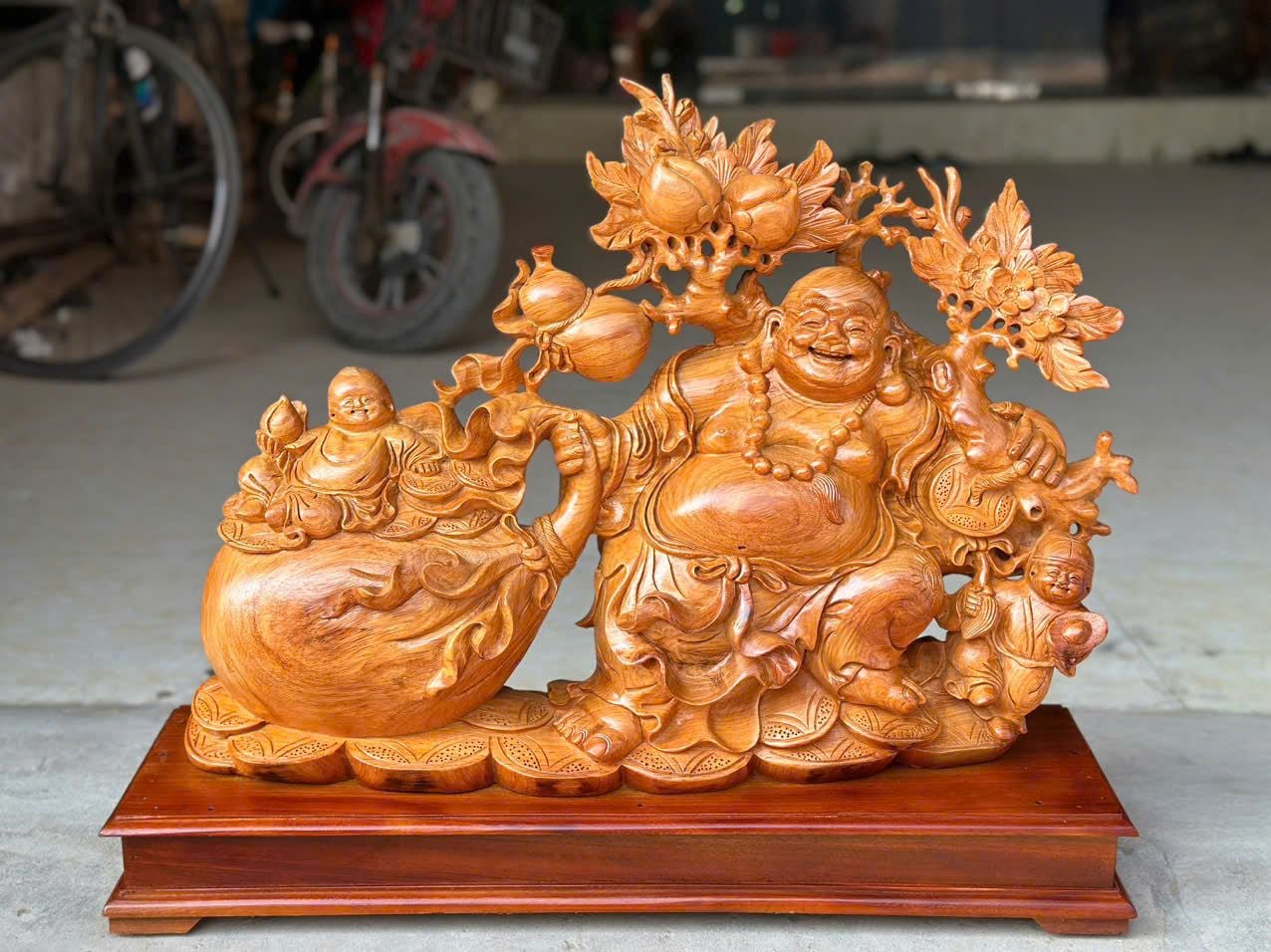  Tượng Di Lặc Kéo Gỗ Cà Te Việt 