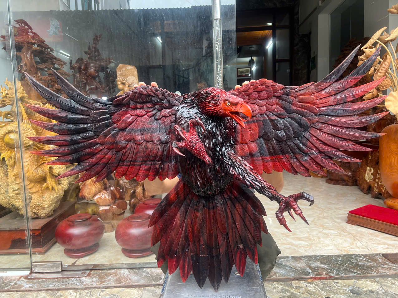  Đại Bàng Treo Tường Gỗ Trắc Ta Đỏ Đen 