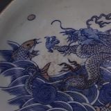  Đĩa Sứ Màu Xanh Trắng Cá Chép Đỏ Nhảy Cổng Rồng 