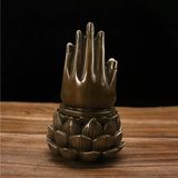  Lư hương bàn tay trên hoa sen bằng đồng 
