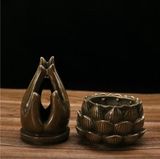  Lư hương bàn tay trên hoa sen bằng đồng 