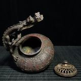  Lư hương có tay cầm hình rồng 