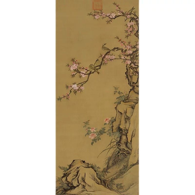  Tranh Gao Qipei Hoa đào Đầu trắng 