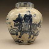  Bình quà tặng kỳ lân trắng xanh không có nắp 