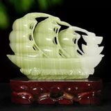  Thuyền buồm bằng ngọc tự nhiên mịn màu xanh nhạt 