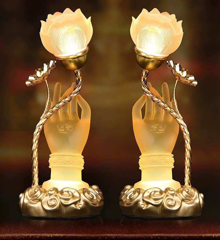  Đèn lồng hoa sen tráng men hình Phật 