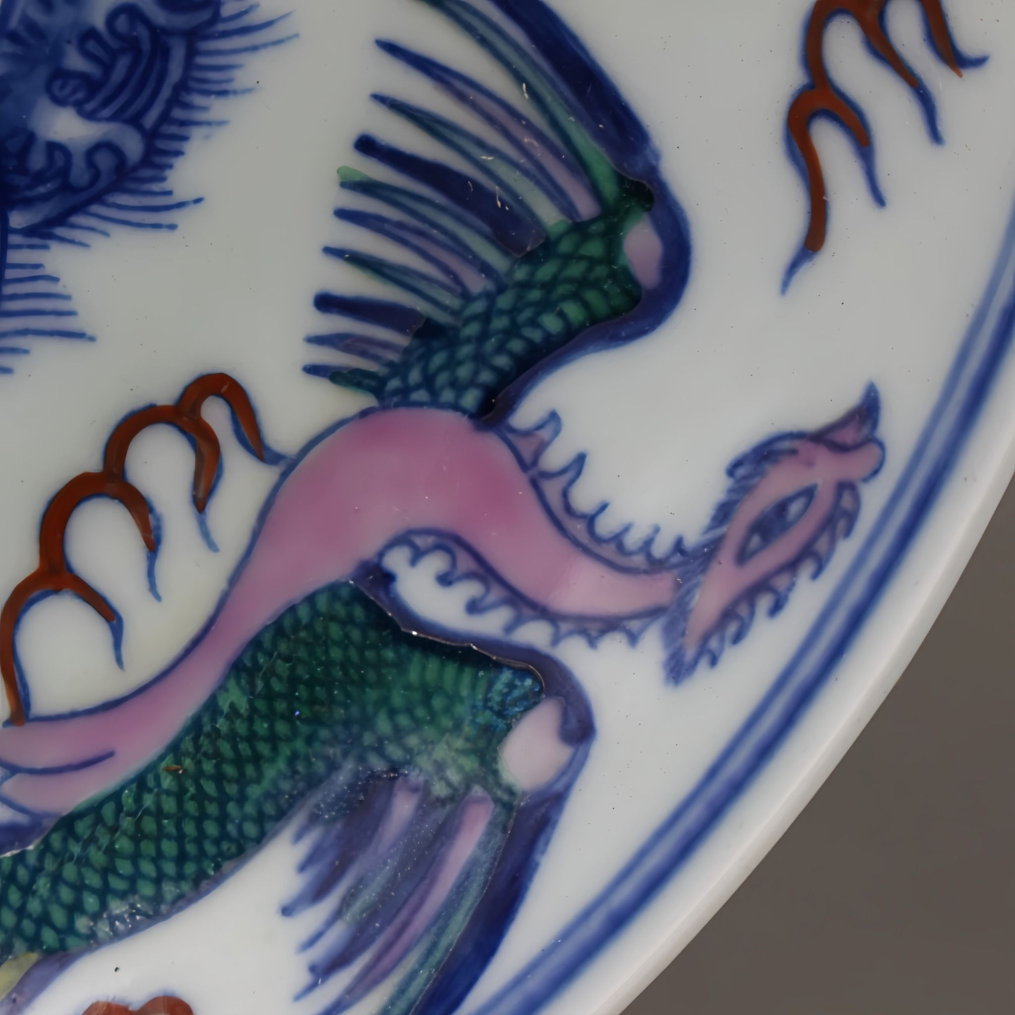  Đĩa cổ hoa văn rồng phượng 