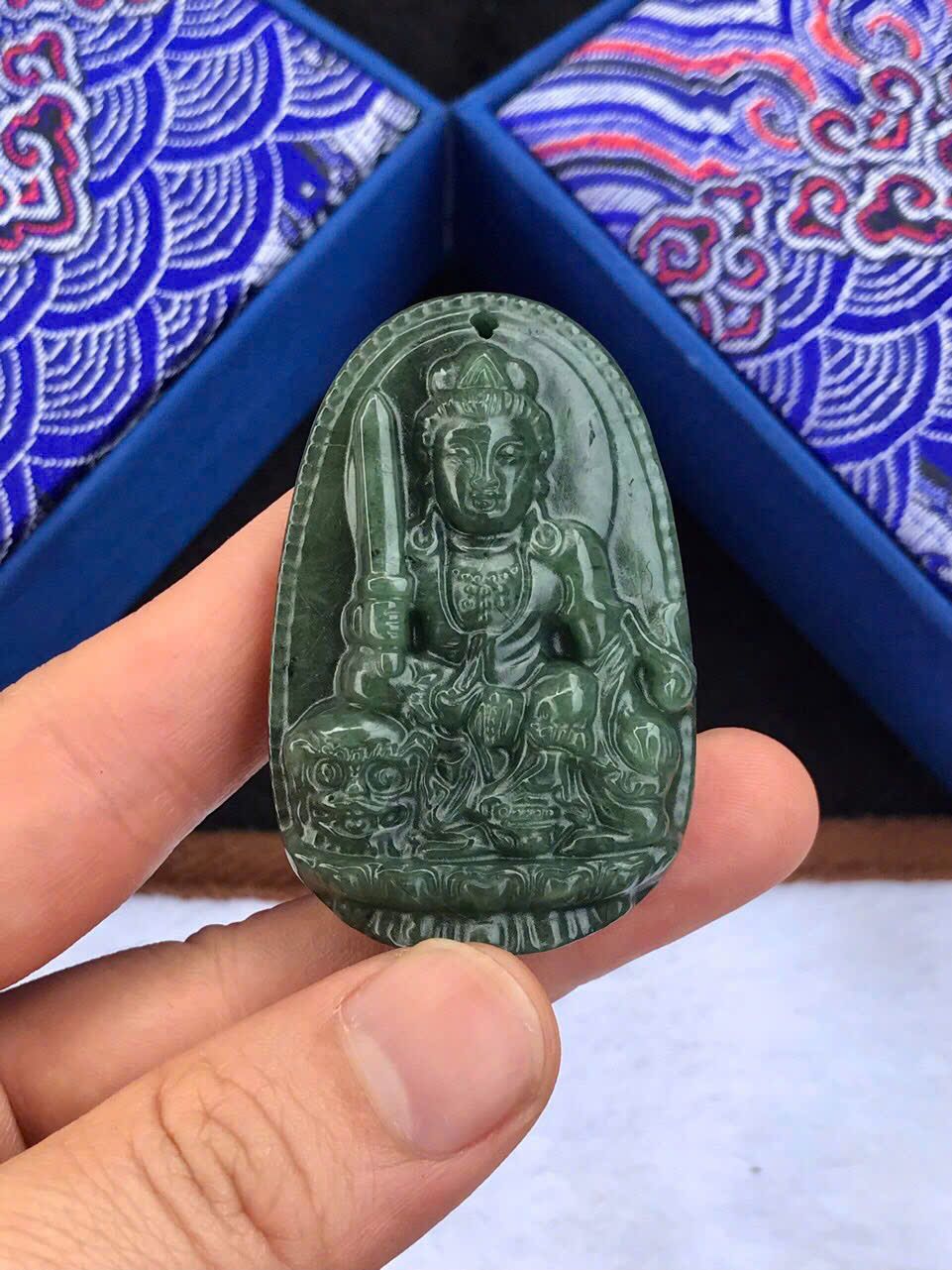  Mặt Dây Phật Bản Mệnh Thạch Anh Tóc Xanh Tự Nhiên 