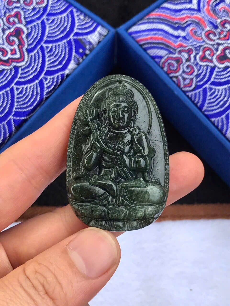  Mặt Dây Phật Bản Mệnh Thạch Anh Tóc Xanh Tự Nhiên 