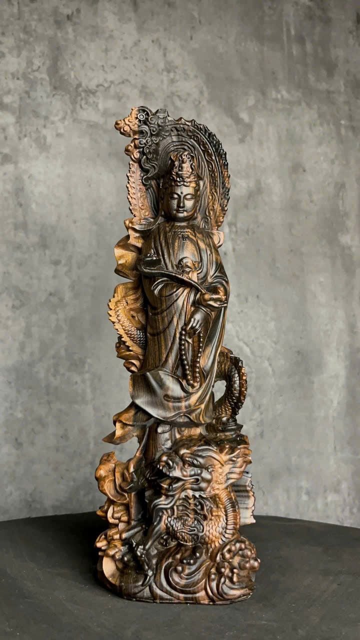  Tượng Phật gỗ mun hoa 