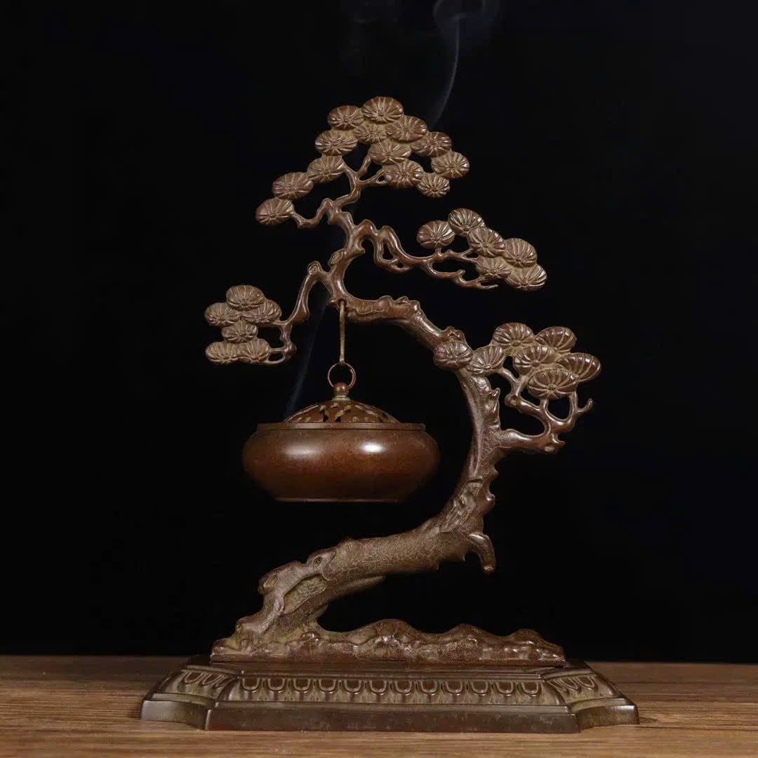  Lư hương cây thông tài lộc chào mừng bằng đồng nguyên chất 