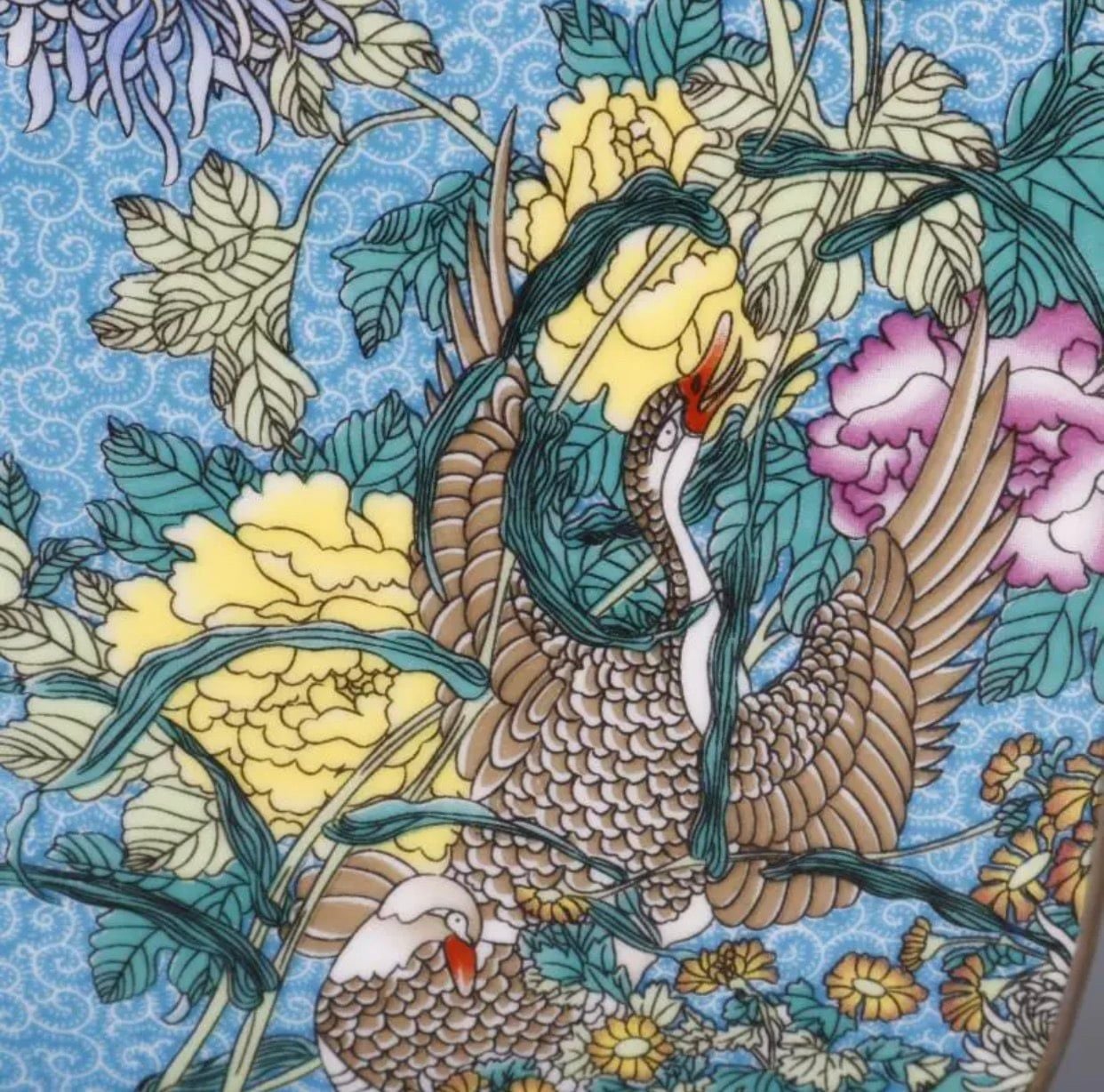  Bình Cổ Chim Và Hoa Bằng Sứ màu xanh dương 