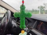  Đồ trang trí xe hơi chữ thập màu xanh lá 