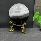  Quả cầu pha lê mã não Thái Cực Quyền đen trắng tự nhiên 