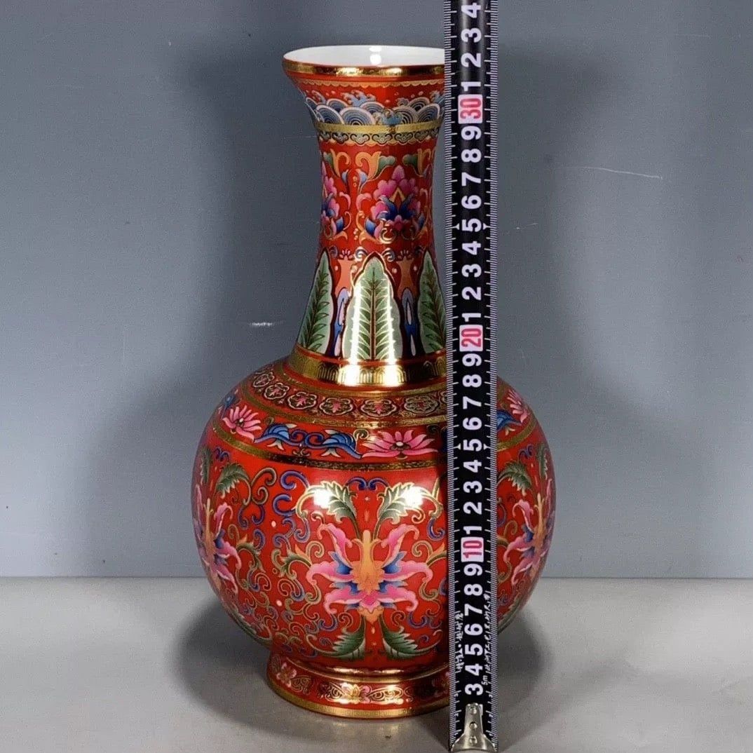  Bình hoa văn đỏ 