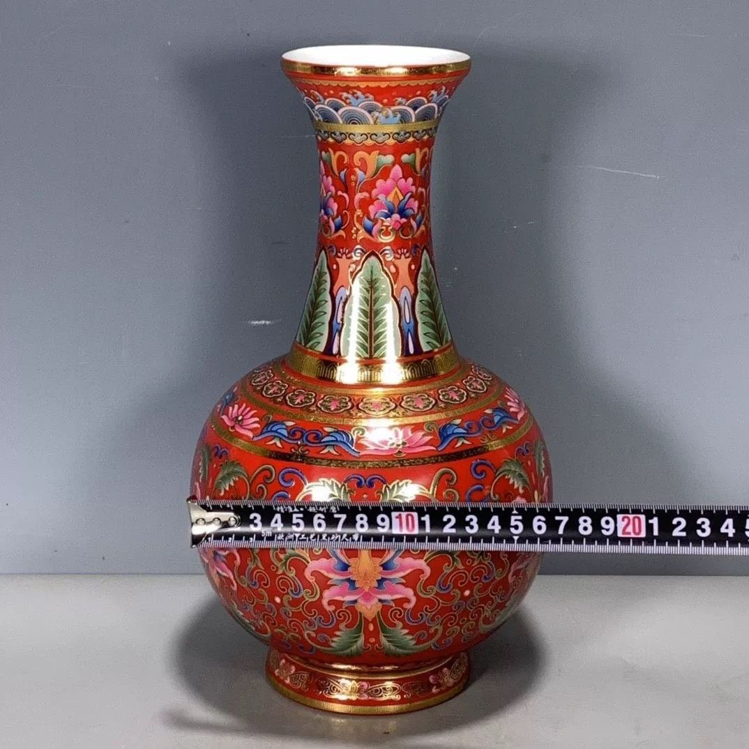  Bình hoa văn đỏ 