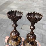  Chân nến sáp hoa sen màu đồng đen 