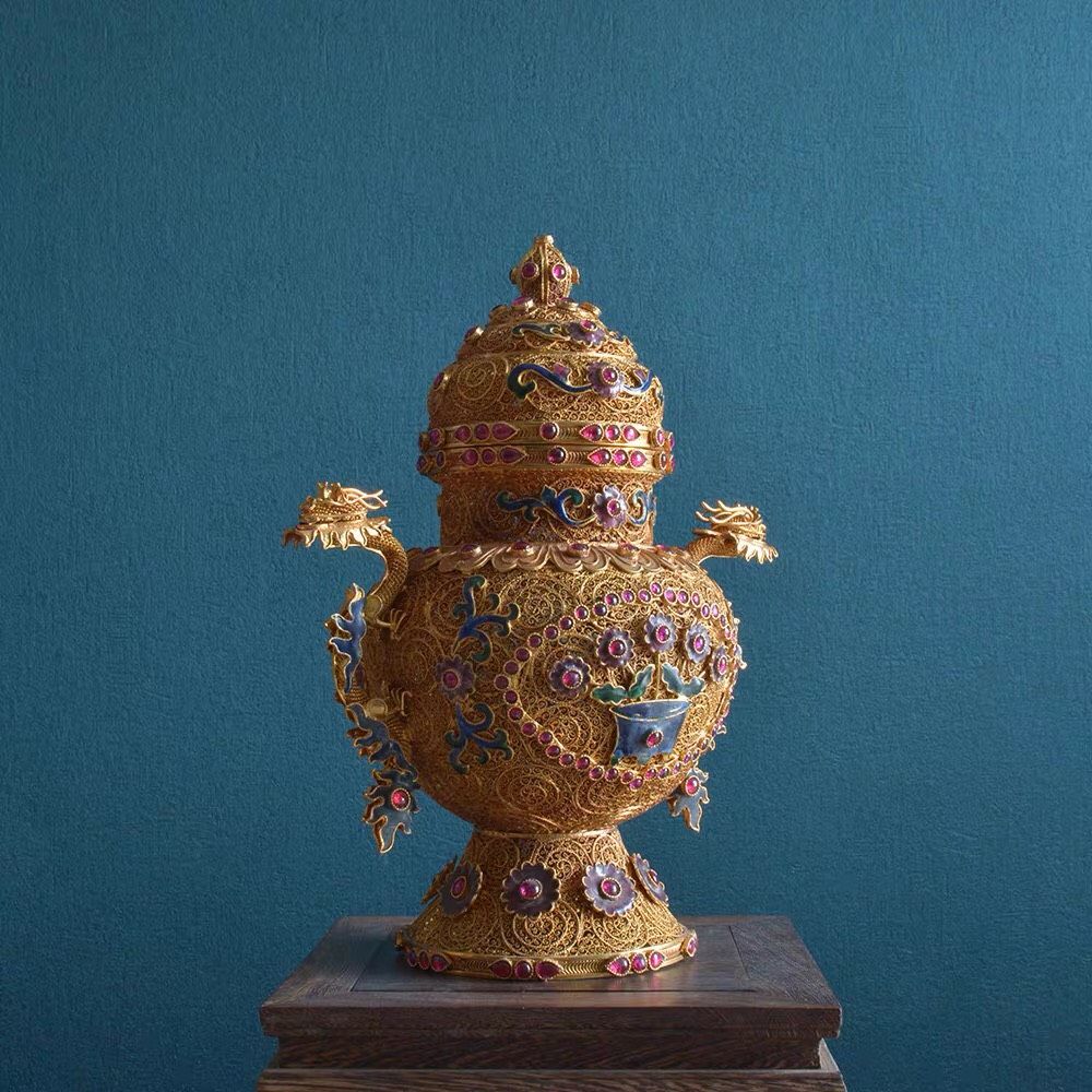  Đồ trang trí chai tai rồng Filigree 