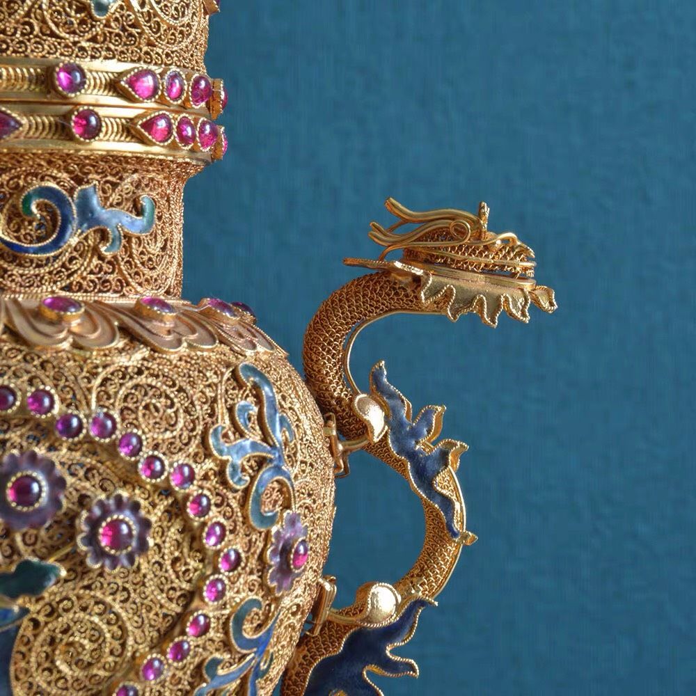  Đồ trang trí chai tai rồng Filigree 