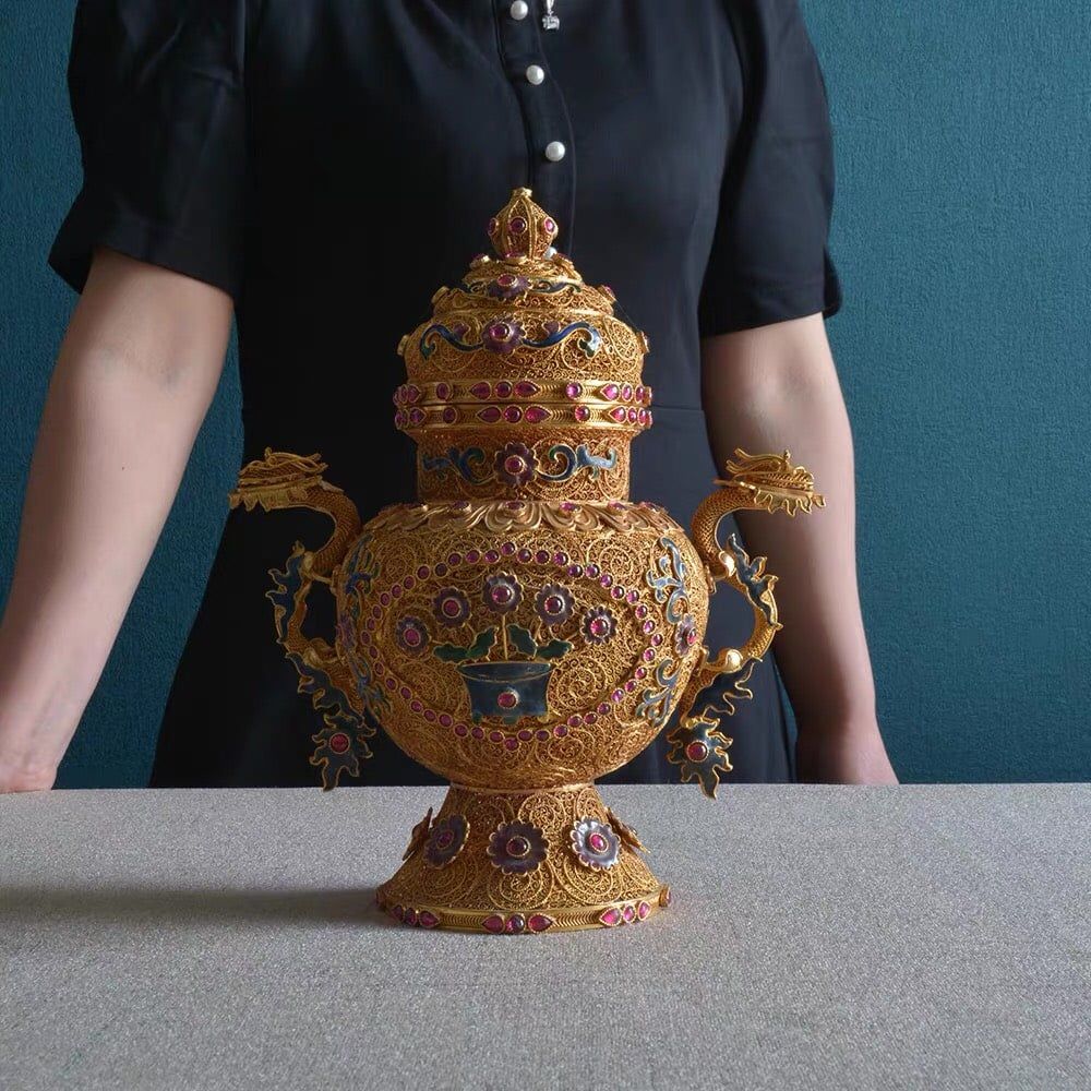  Đồ trang trí chai tai rồng Filigree 