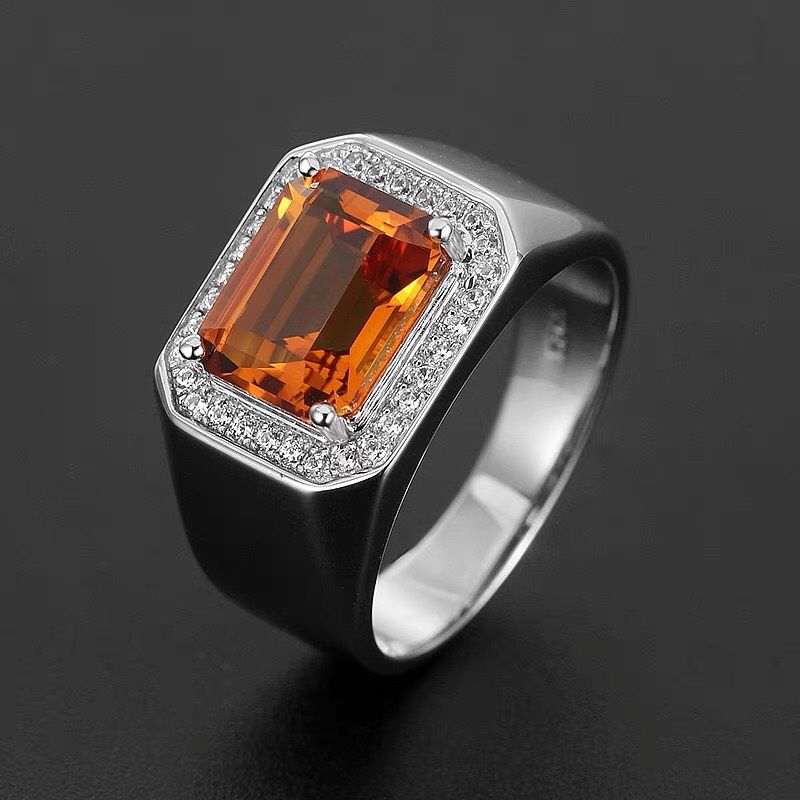  Nhẫn Đá Quý Citrine Tự Nhiên Cho Nam 