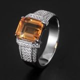  Nhẫn bạc 925 dát đá citrine tự nhiên dành cho nam 