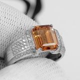  Nhẫn bạc 925 dát đá citrine tự nhiên dành cho nam 