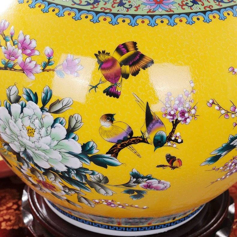  Bình hoa thời trang gà trống vàng kim Chất liệu gốm sứ 