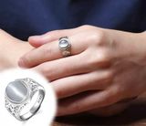  Nhẫn bạc nam cao cấp Chất liệu bạc 925 + đá mặt trăng mắt mèo 