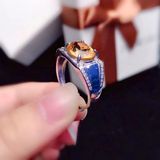  Nhẫn đá quý sang trọng Chất liệu đá thạch anh vàng + bạc 925 