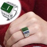  Nhẫn ngọc lục bảo tự chỉnh kích cỡ Chất liệu ngọc thạch anh Hetian + bạc 925 