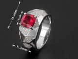  Nhẫn đính đá sang trọng Chất liệu đá ruby + bạc 925 