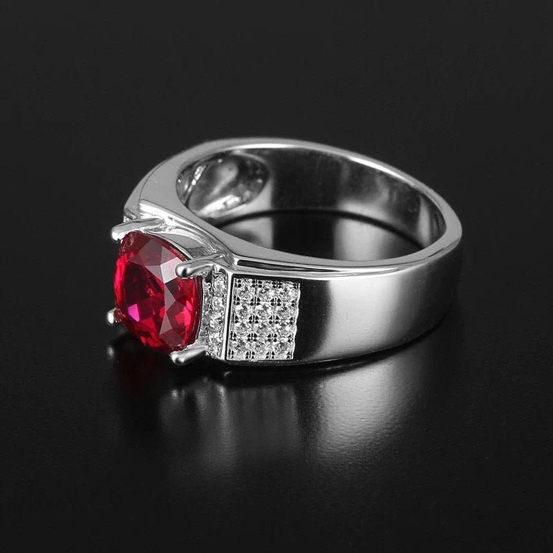  Nhẫn đính đá sang trọng Chất liệu đá ruby + bạc 925 