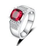  Nhẫn đính đá sang trọng Chất liệu đá ruby + bạc 925 
